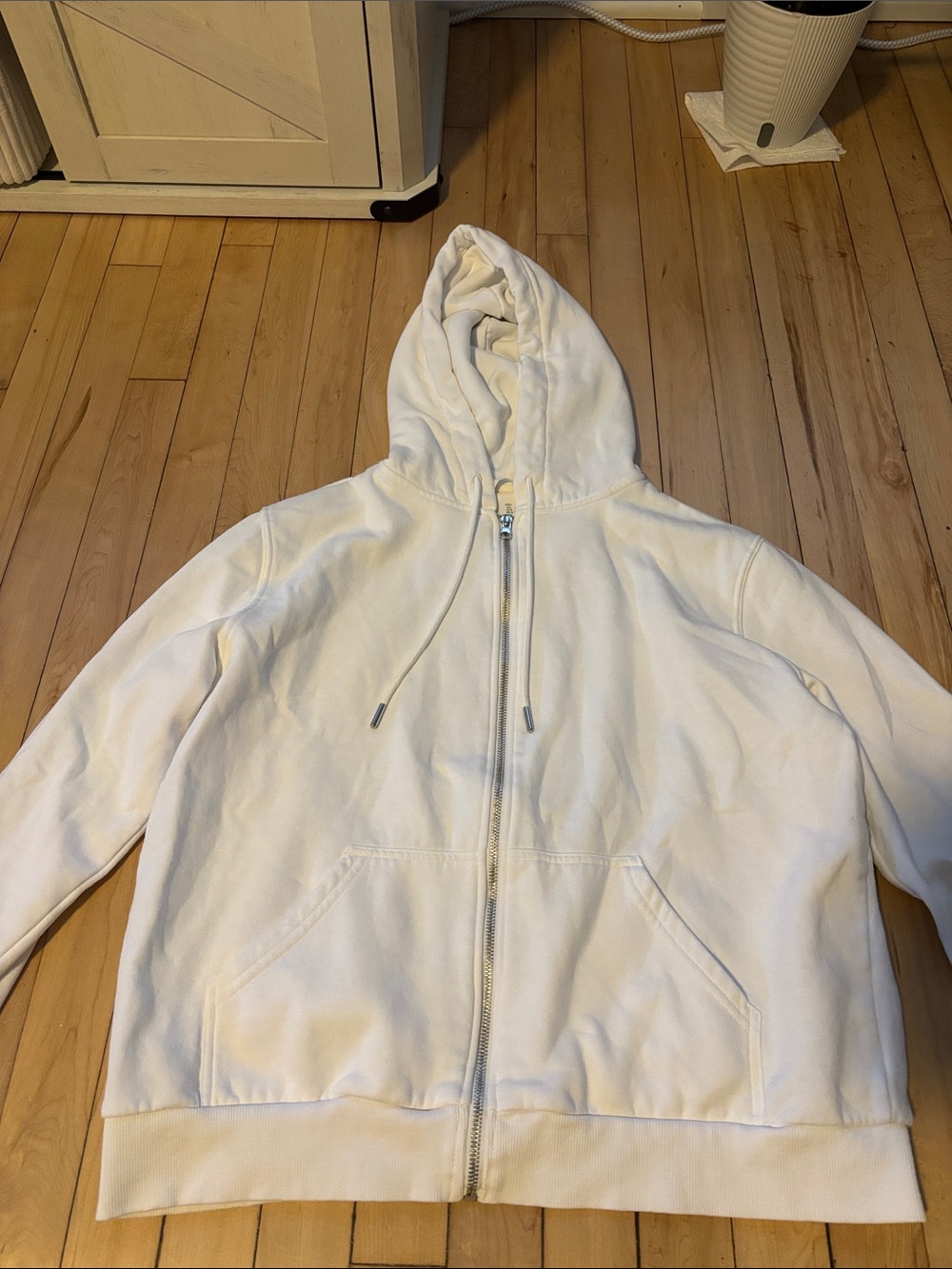H&M White Full-Zip Hoodie